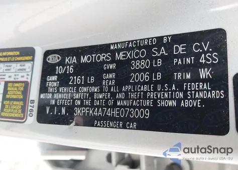 2017 Kia Forte Lx from USA, damaged, VIN 3KPFK4A74HE073009